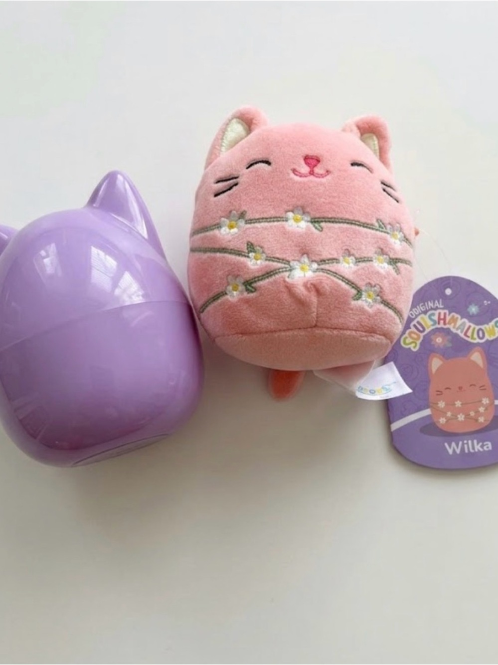 Squishmallow Wilka Pink Cat Plush Lavender Case Jazwares Stuffed Animal Kid Toy
